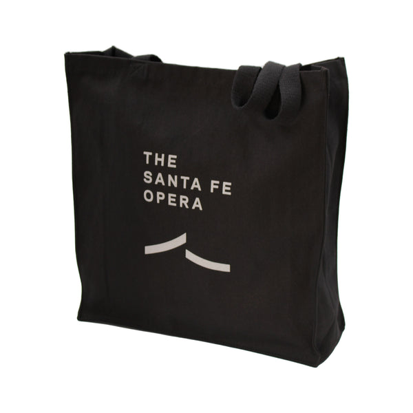 Black canvas logo with white Santa Fe Opera logo. 100% cotton.