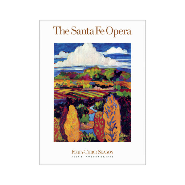 1999 Season Poster featuring landscape artwork by Susan Schwartz.