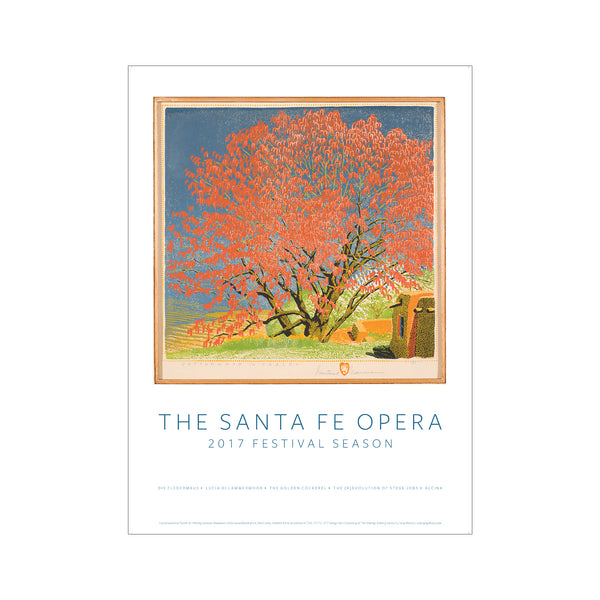 2017 Season Poster featuring block print artwork by Gustave Baumann, Cottonwood in Blossom.
