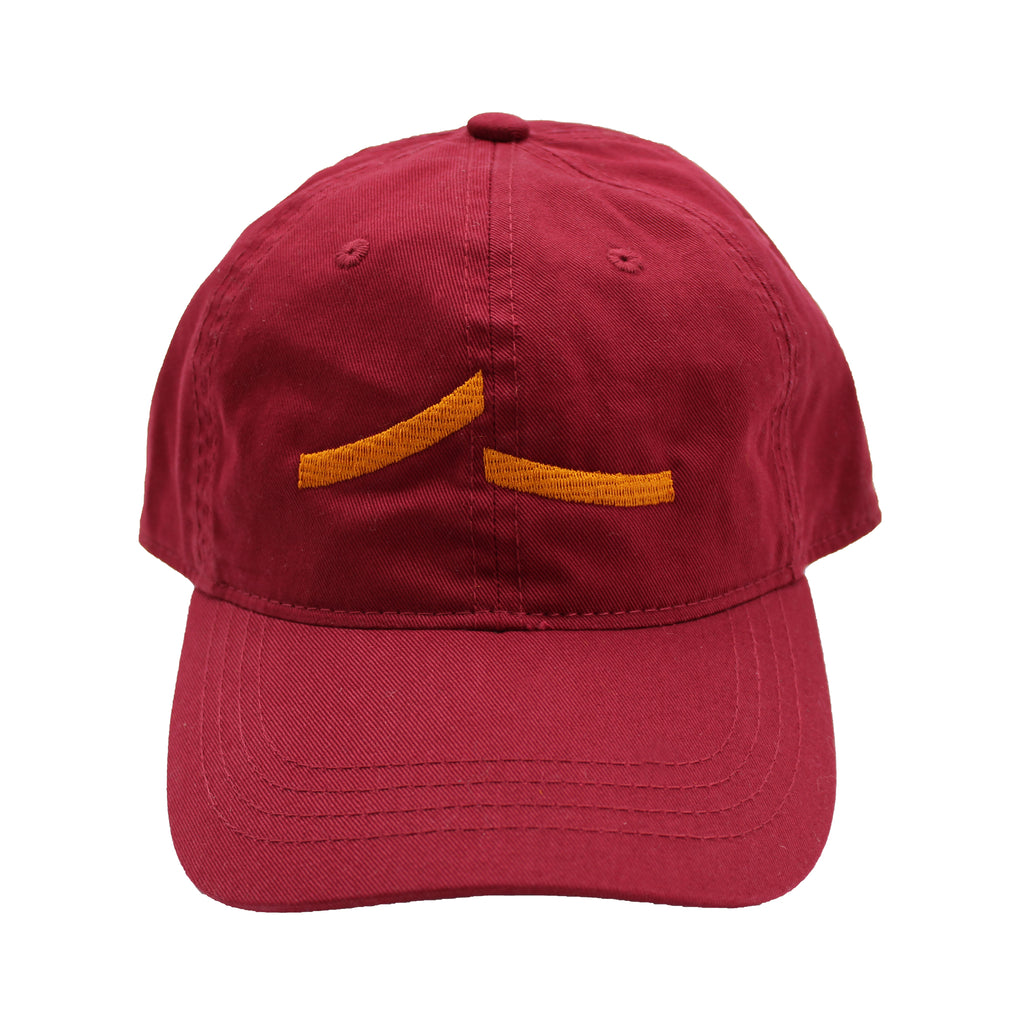 Maroon cap with orange swoosh logo.