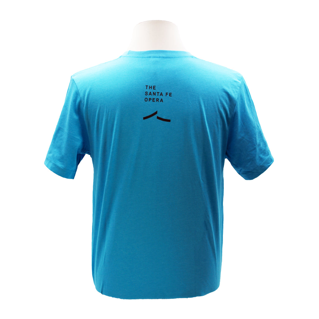 Light blue tee with the Santa Fe Opera logo in Burgundy.
