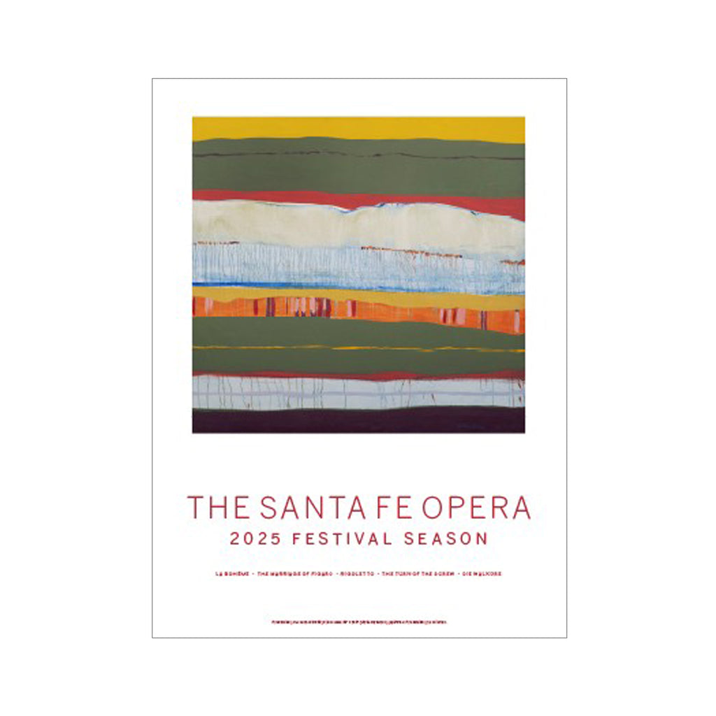 Image of 2025 Season Poster. Pink/blue artwork "New Mexico 44" by Fritz Scholder.