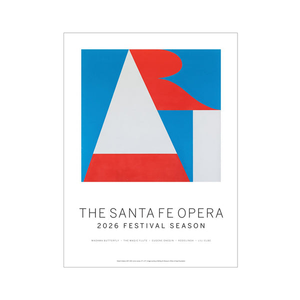 Image of 2026 Season Poster. Red, white and blue artwork "ART" by Robert Indiana.