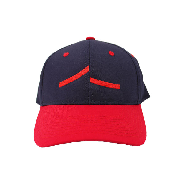 Navy blue ball cap with red bill and red Santa Fe Opera swoosh logo.